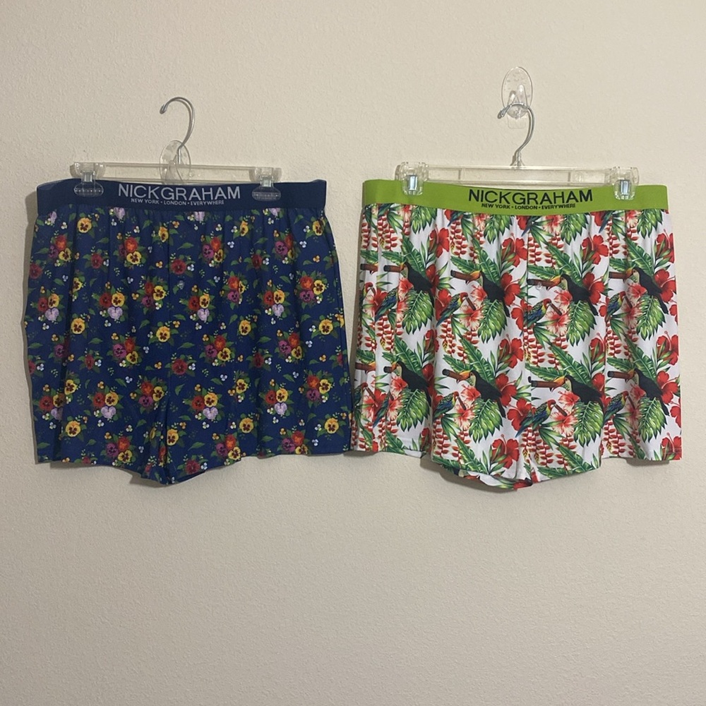 Lot of 2--NWOT NICK GRAHAM Mens Floral Prints Performance Stretch Boxers Size XL